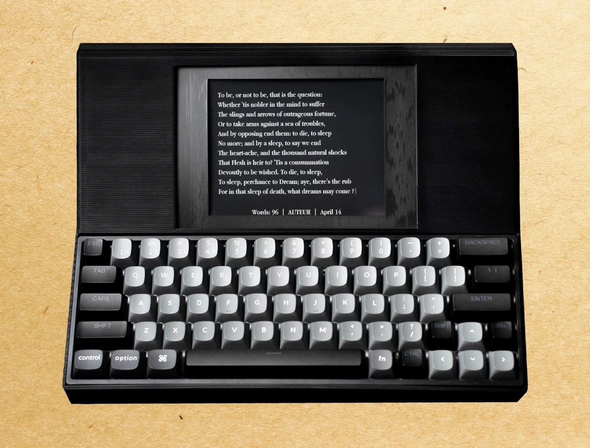 Auteur Introduces Portable E-Ink Typewriter with Mechanical Keyboard for Distraction-Free Writing